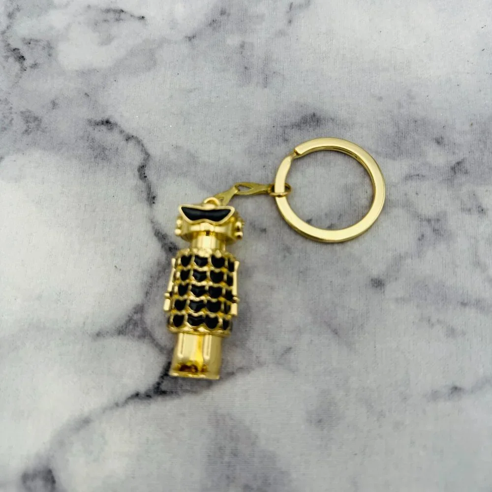 Paco Rabanne Phantom Robot Keychain, Gold & Black Metal Logo Design,4x1.5 in-NEW
